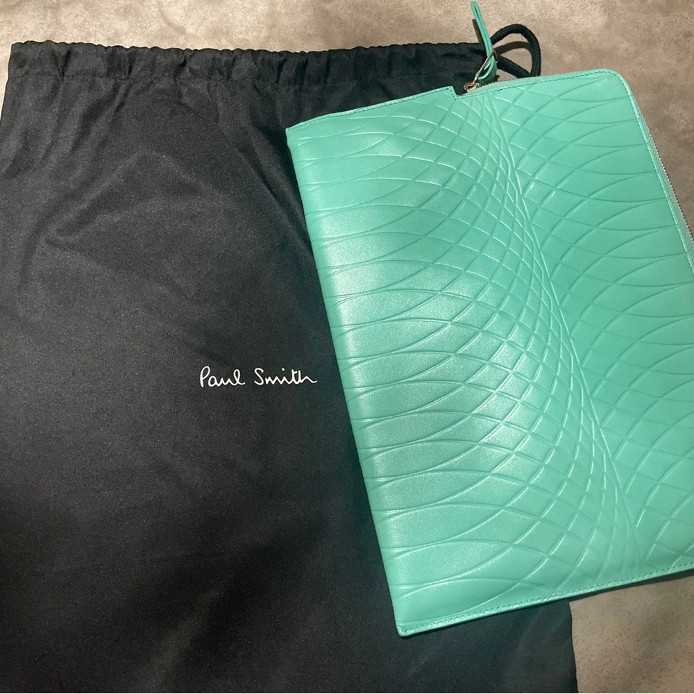 Paul Smith iPad mini blue/turquoise leather wallet case with dust bag